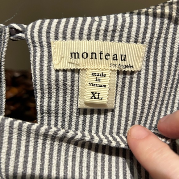 Gray and white striped short sleeve blouse xl by Monteau - Picture 8 of 16